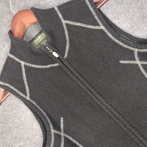 Eddie Bauer Mens Small Black Lambswool Blend Full Zip Mock Neck Sweater Vest